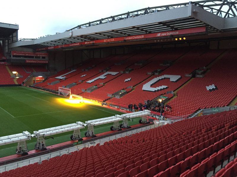 A Sala De Mudança No Estádio De Anfield Em Liverpool, Reino Unido